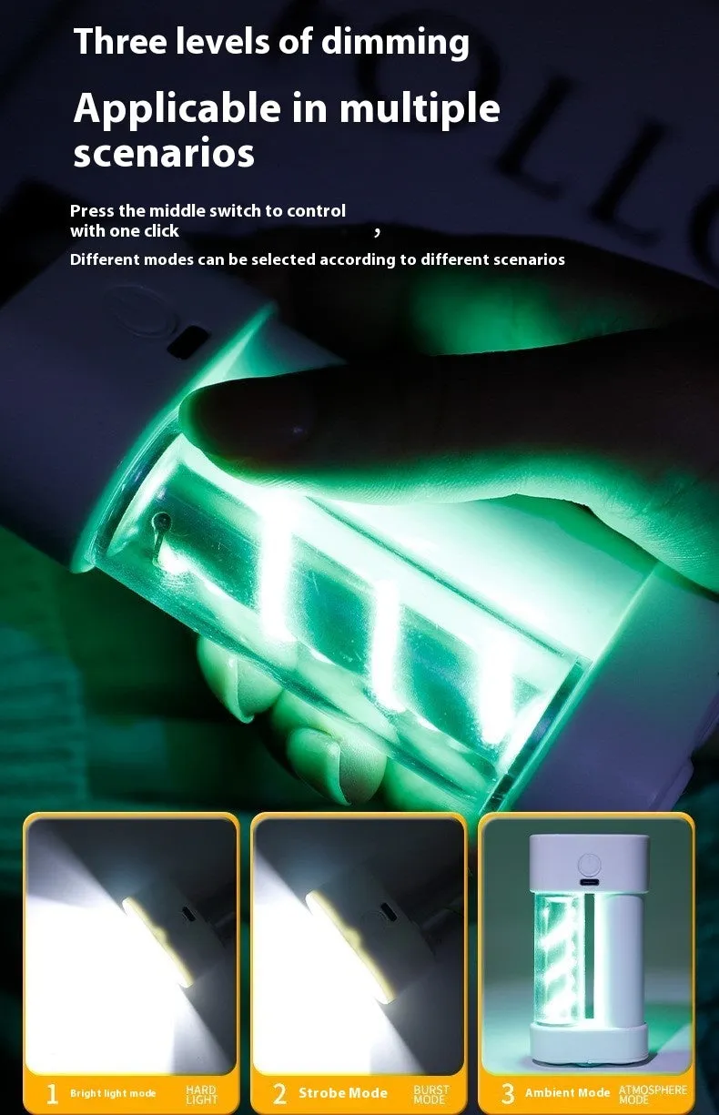White ABS 5W rechargeable LED hanging camping light with USB cable