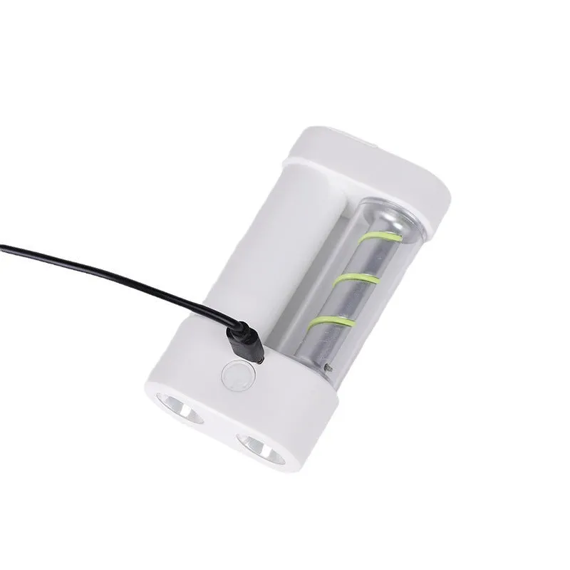 White ABS 5W rechargeable LED hanging camping light with USB cable