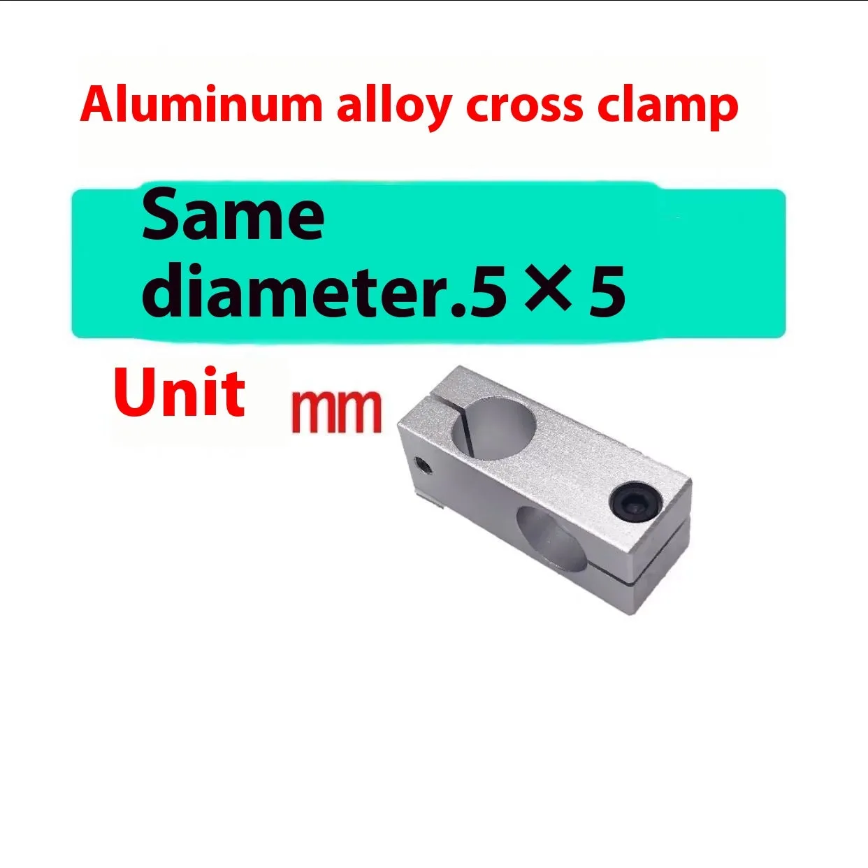 Aluminium alloy cross clamp fixing clip with same diameter aperture in cuboid shape