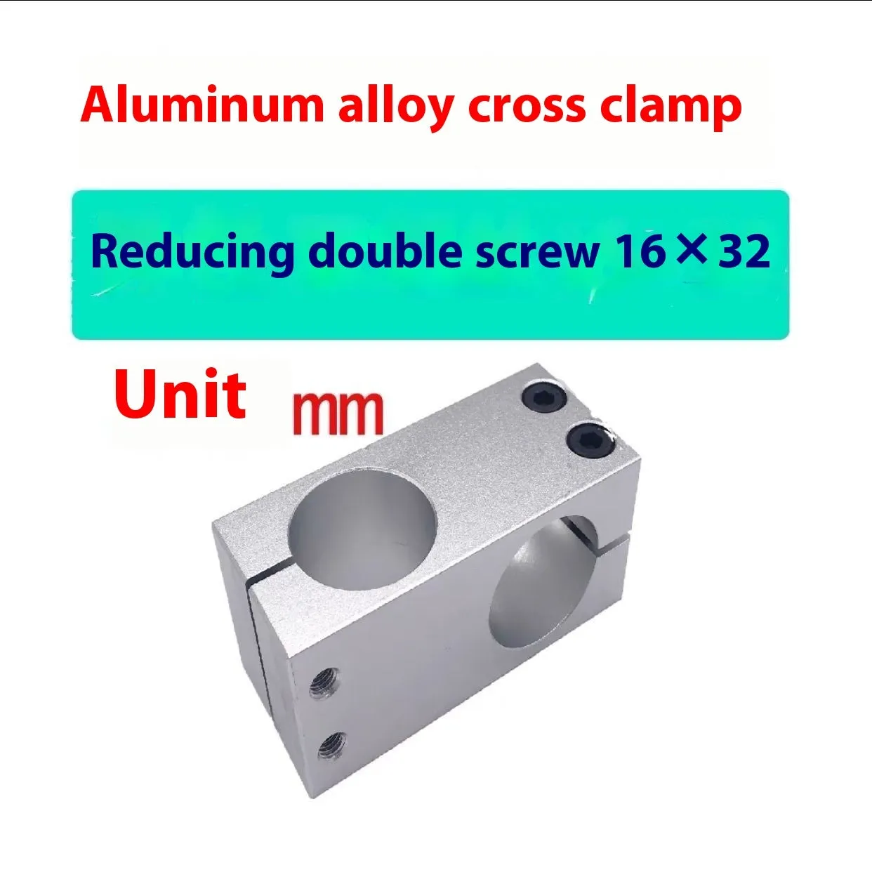Aluminium alloy cross clamp fixing clip with same diameter aperture in cuboid shape