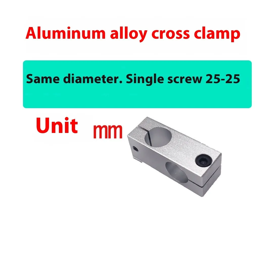 Aluminium alloy cross clamp fixing clip with same diameter aperture in cuboid shape
