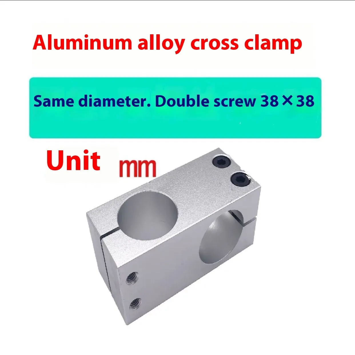 Aluminium alloy cross clamp fixing clip with same diameter aperture in cuboid shape