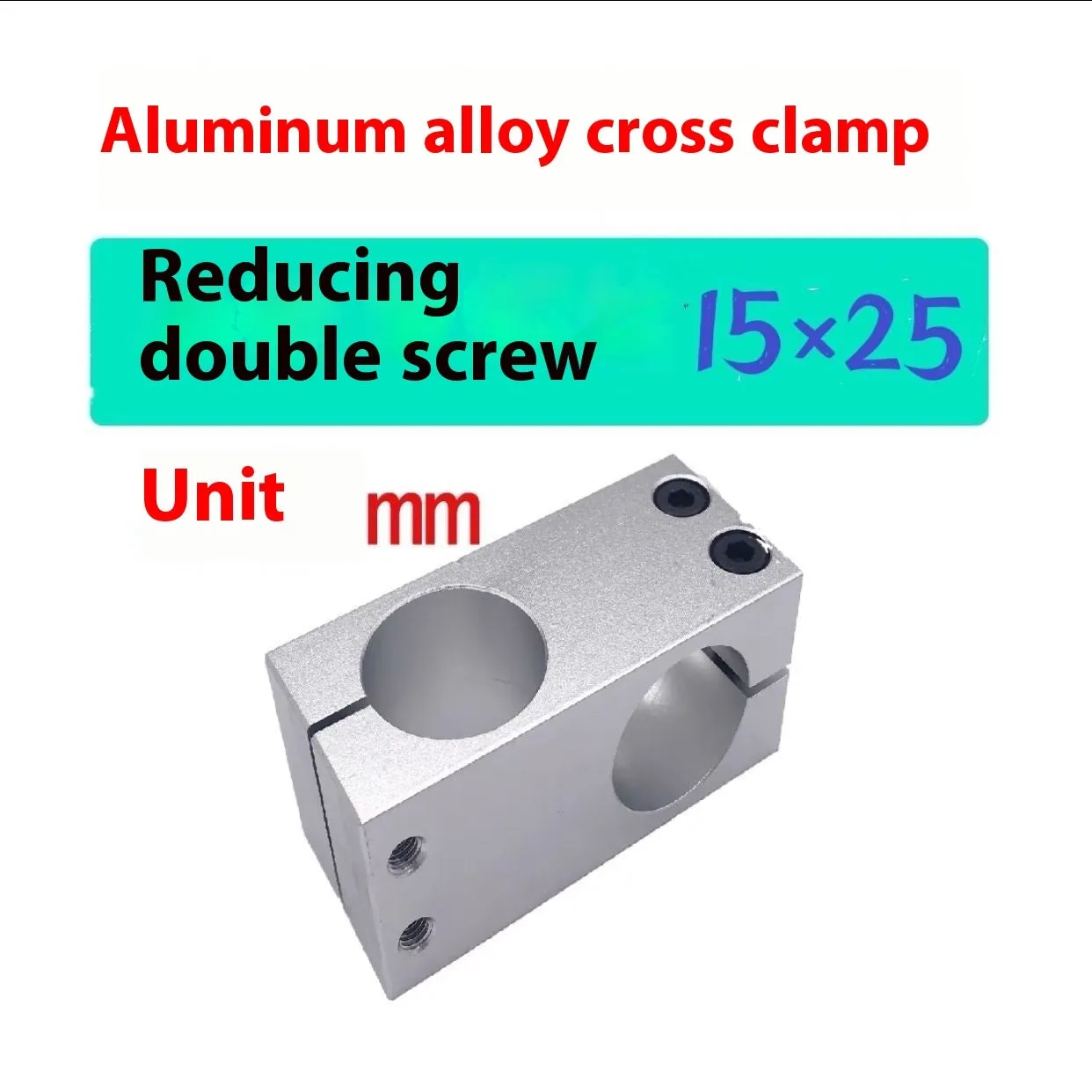 Aluminium alloy cross clamp fixing clip with same diameter aperture in cuboid shape