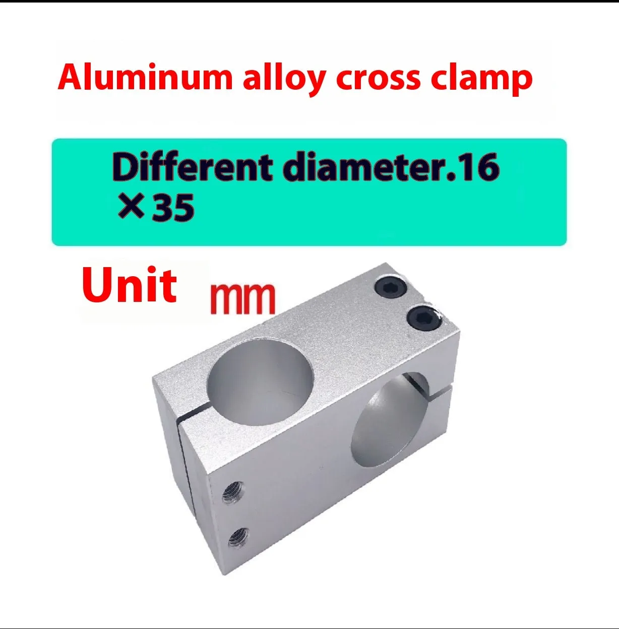Aluminium alloy cross clamp fixing clip with same diameter aperture in cuboid shape
