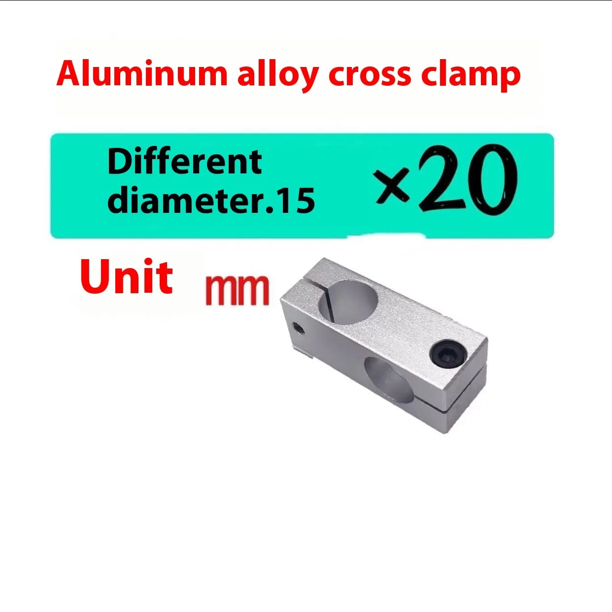 Aluminium alloy cross clamp fixing clip with same diameter aperture in cuboid shape