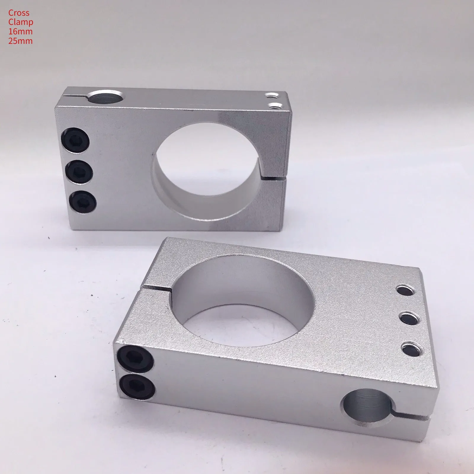 Aluminium alloy cross clamp fixing clip with same diameter aperture in cuboid shape