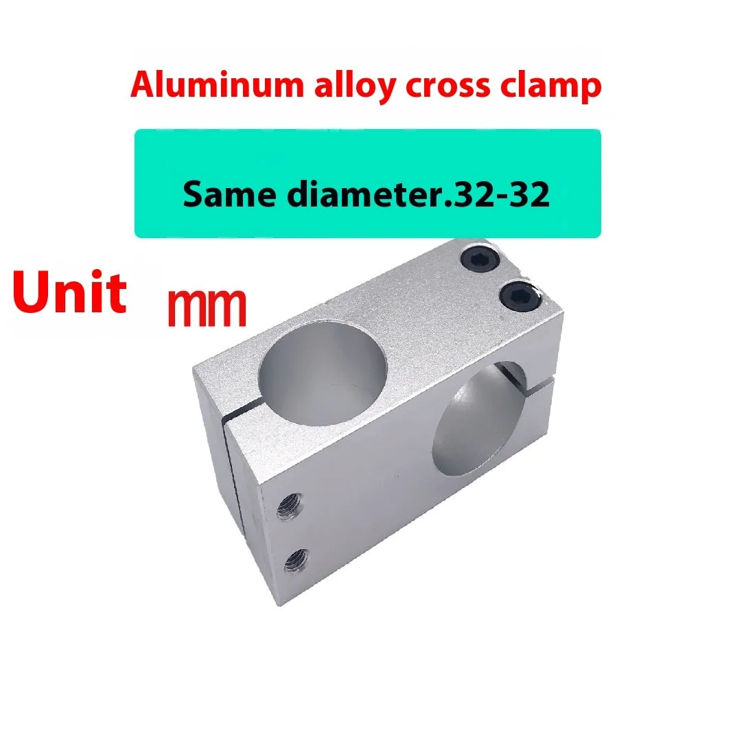 Aluminium alloy cross clamp fixing clip with same diameter aperture in cuboid shape