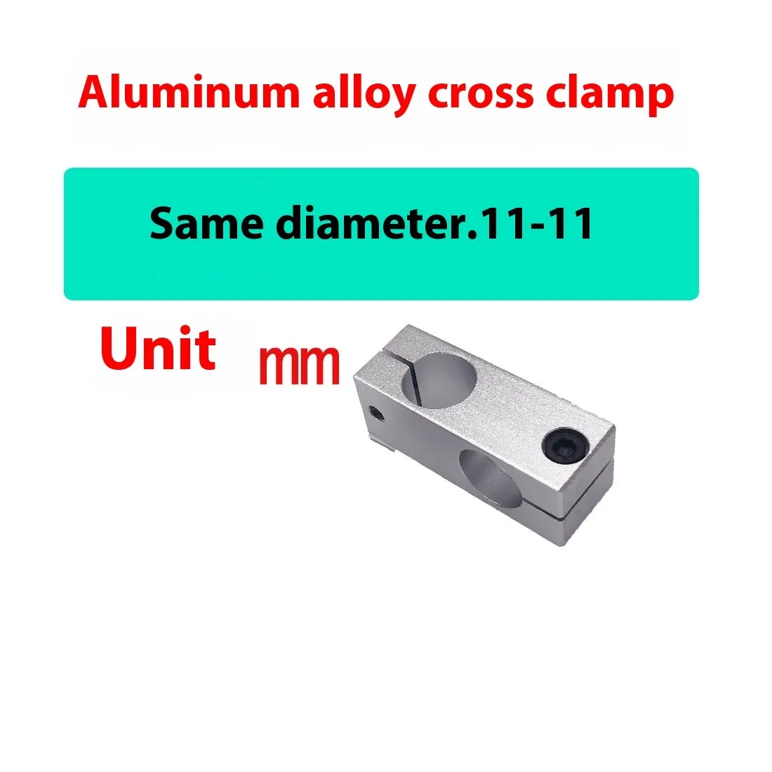Aluminium alloy cross clamp fixing clip with same diameter aperture in cuboid shape