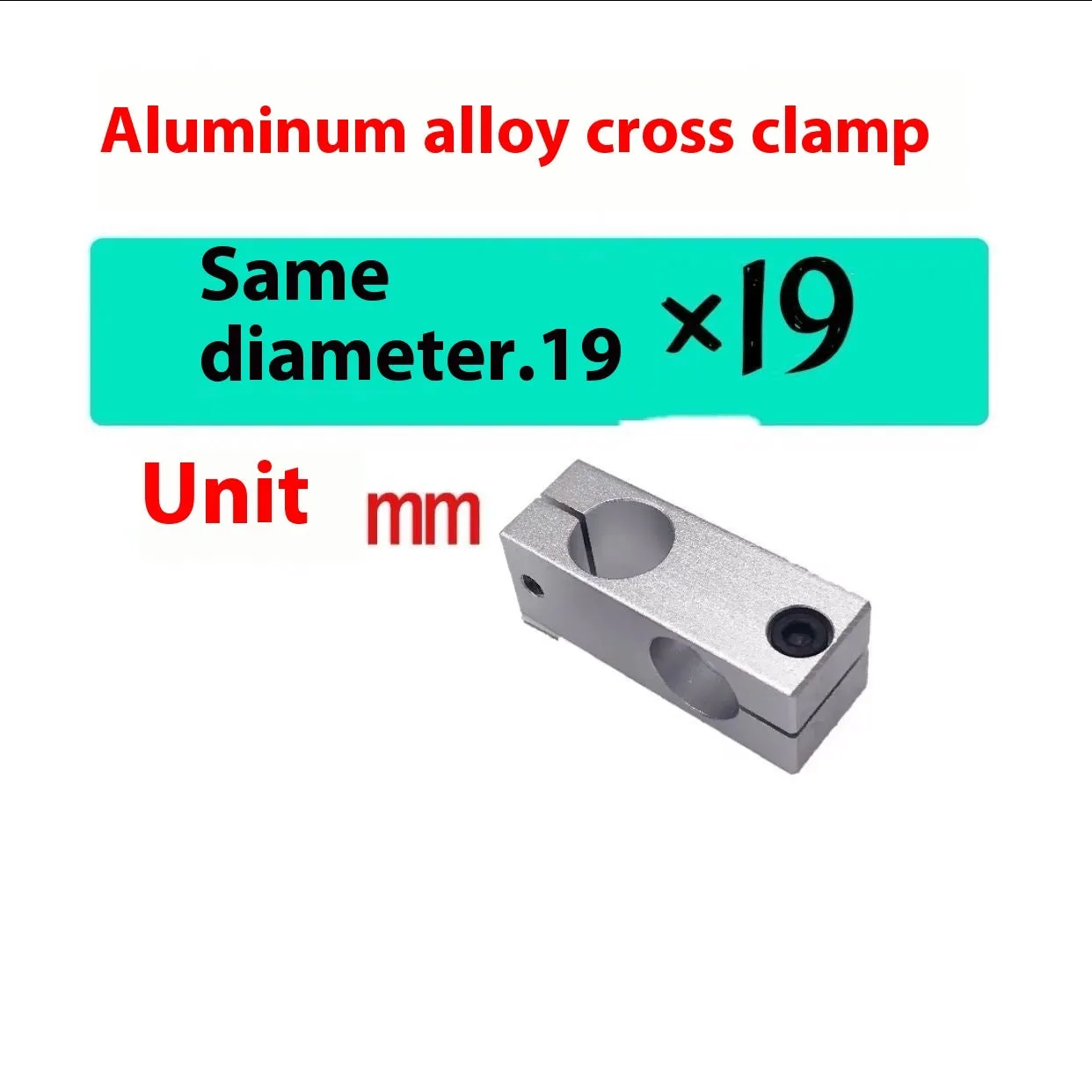 Aluminium alloy cross clamp fixing clip with same diameter aperture in cuboid shape