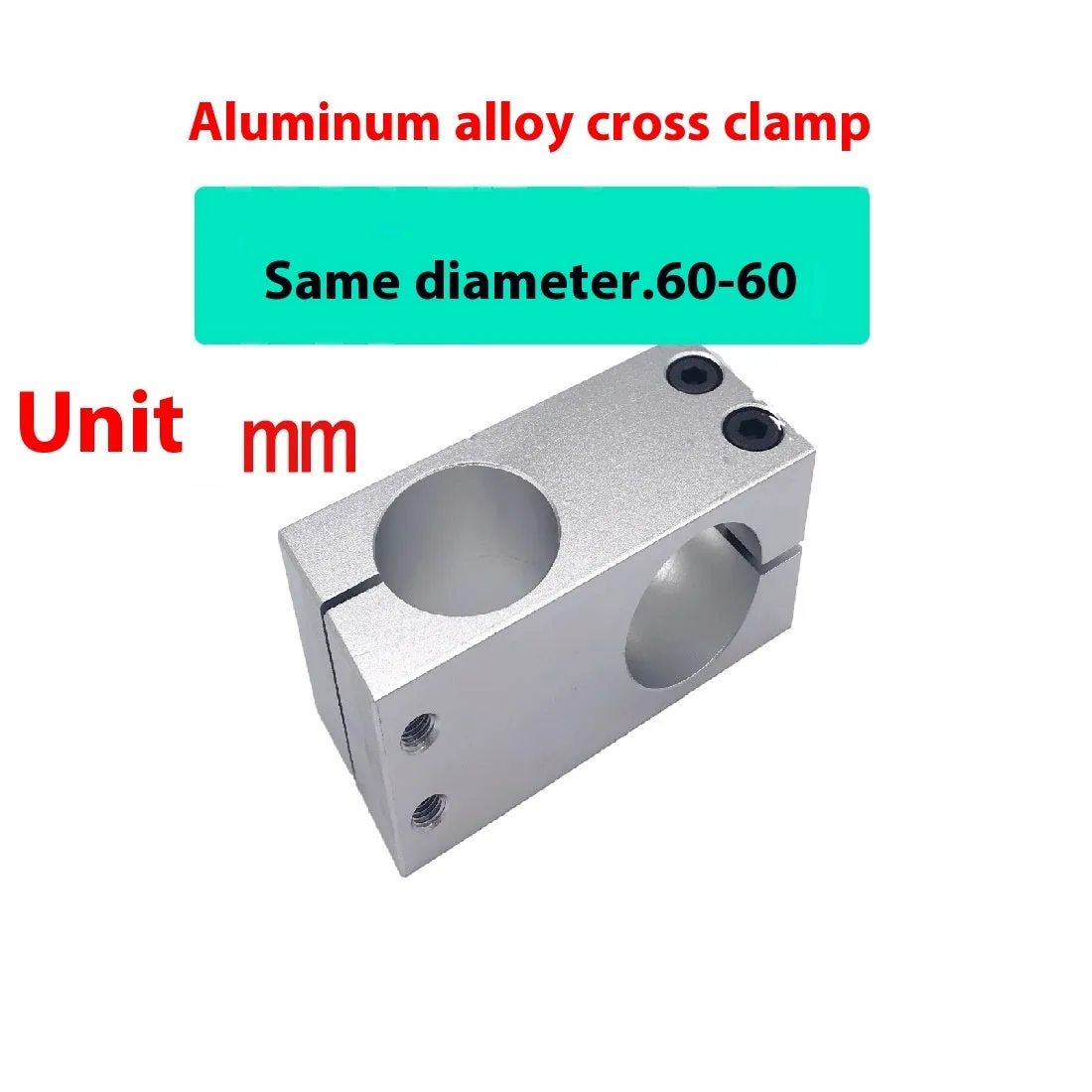 Aluminium alloy cross clamp fixing clip with same diameter aperture in cuboid shape
