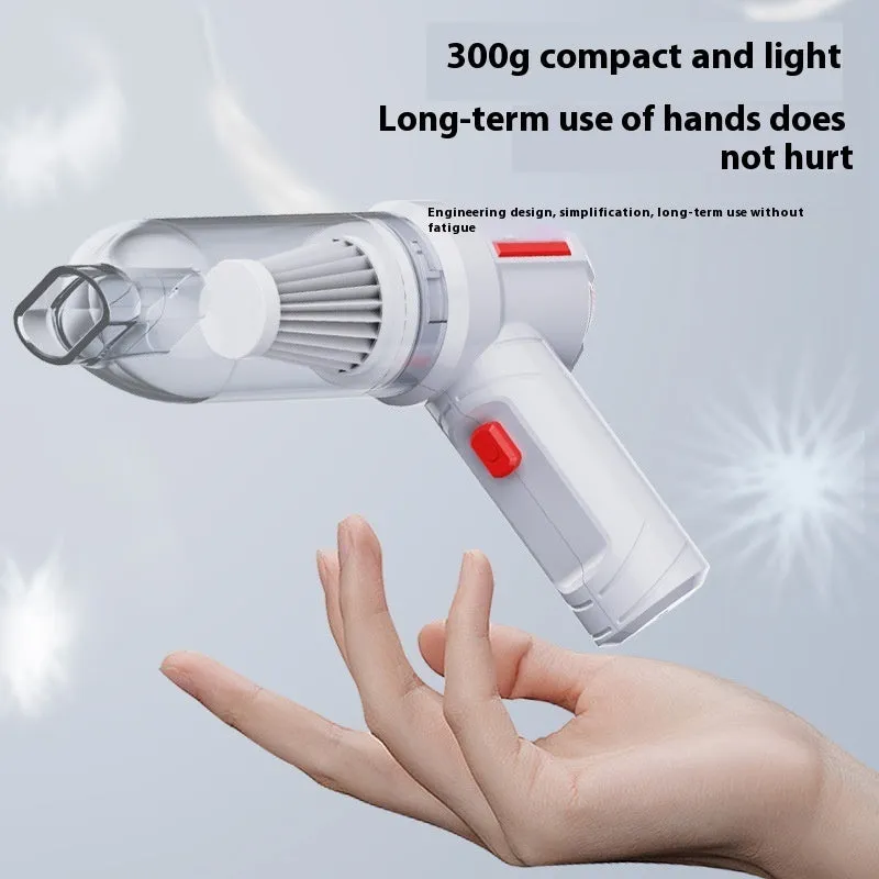 Car wireless charging handheld vacuum cleaner with straw and brush in black basic style