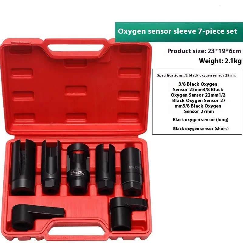 Oxygen sensor dismantling device 7-piece sleeve set chrome vanadium alloy steel for car maintenance
