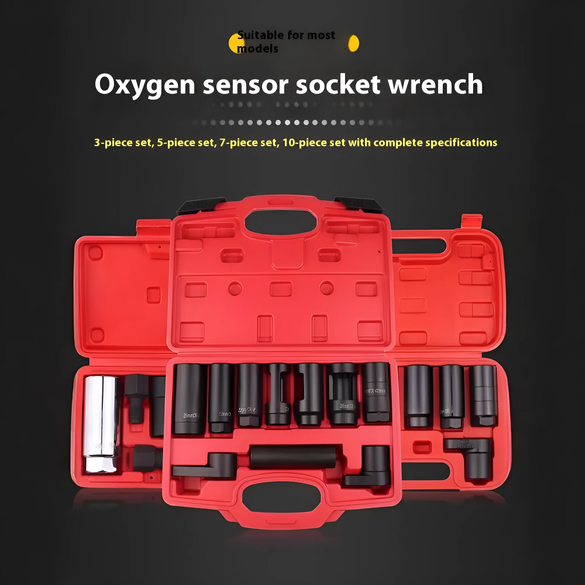 Oxygen sensor dismantling device 7-piece sleeve set chrome vanadium alloy steel for car maintenance