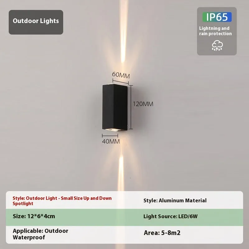 Black square aluminium outdoor waterproof LED wall lamp 5W IP65 rating warm white light