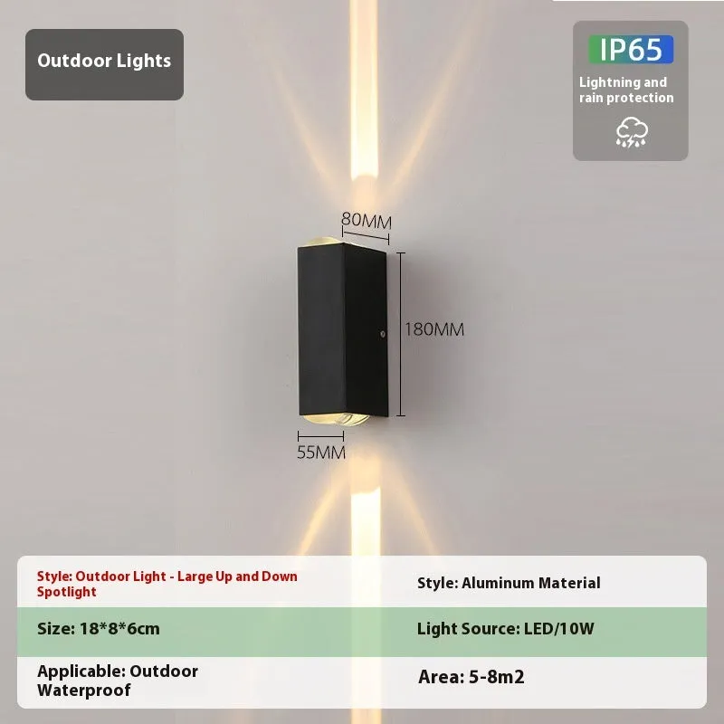 Black square aluminium outdoor waterproof LED wall lamp 5W IP65 rating warm white light