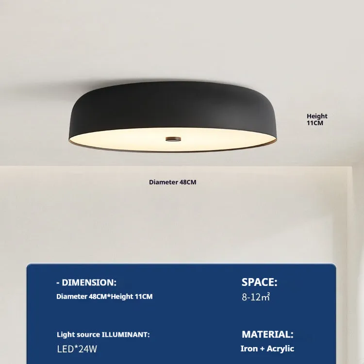 Italian modern minimalist bedroom ceiling lamp with tricolor light remote control in black small size alloy acrylic