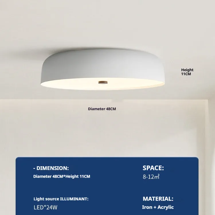 Italian modern minimalist bedroom ceiling lamp with tricolor light remote control in black small size alloy acrylic