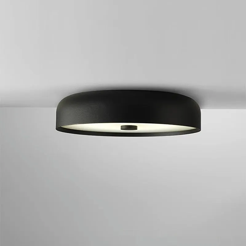 Italian modern minimalist bedroom ceiling lamp with tricolor light remote control in black small size alloy acrylic