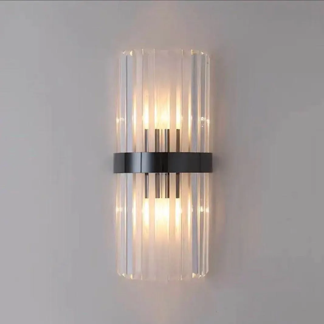Stainless steel crystal background wall lamp for aisle bedside with gold finish and 12W LED