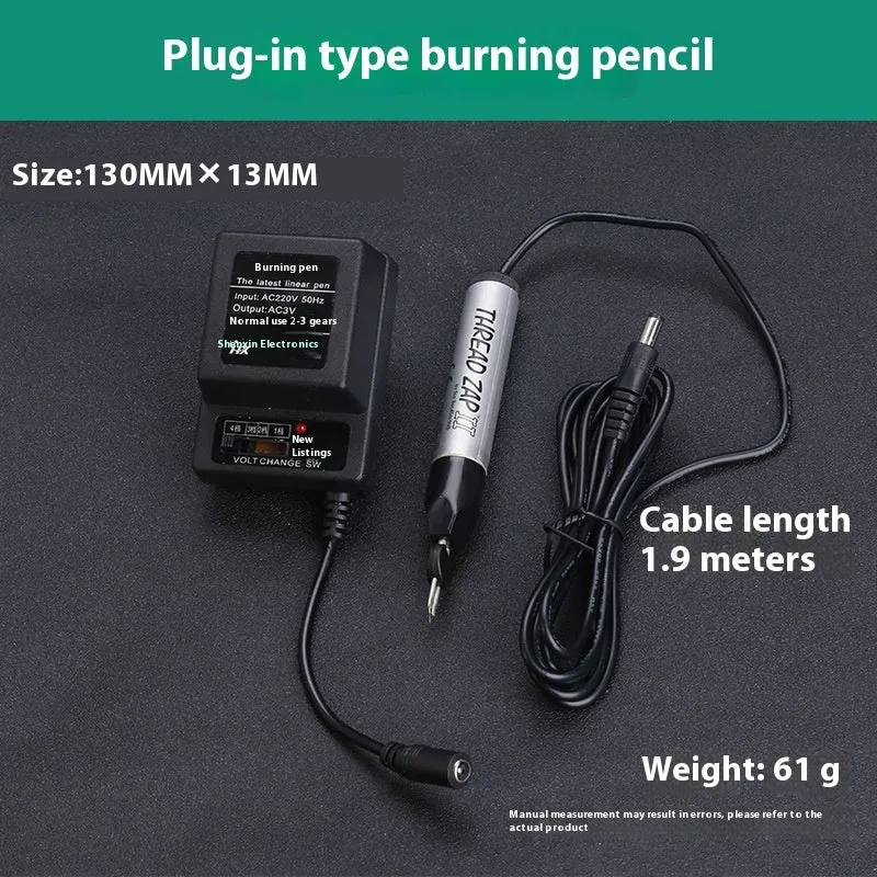 Handheld battery-powered instant welding crayon with plastic tungsten wire for leather and wax repair