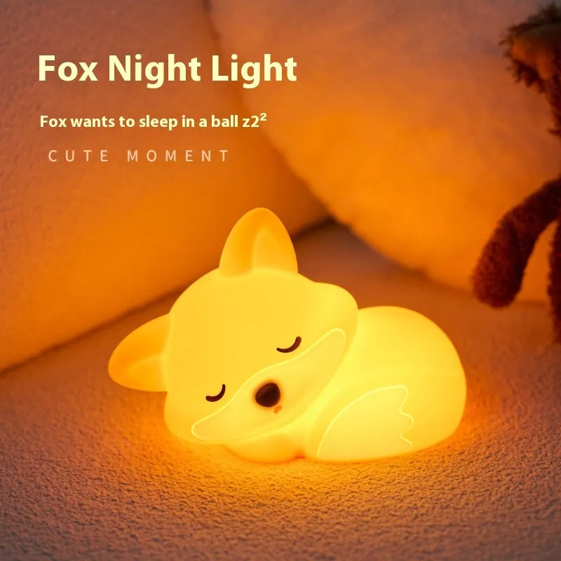 Fox USB rechargeable cartoon small night lamp, 1200mAh battery, two-gear brightness, 20-minute delay turn-off, 164.7 x 91 x 110mm
