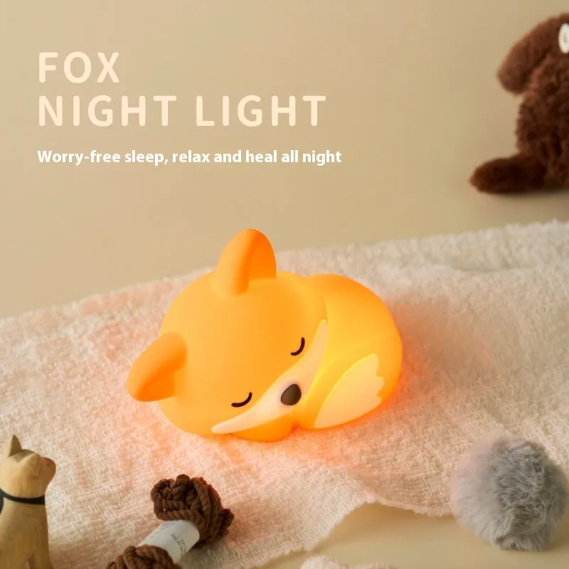 Fox USB rechargeable cartoon small night lamp, 1200mAh battery, two-gear brightness, 20-minute delay turn-off, 164.7 x 91 x 110mm