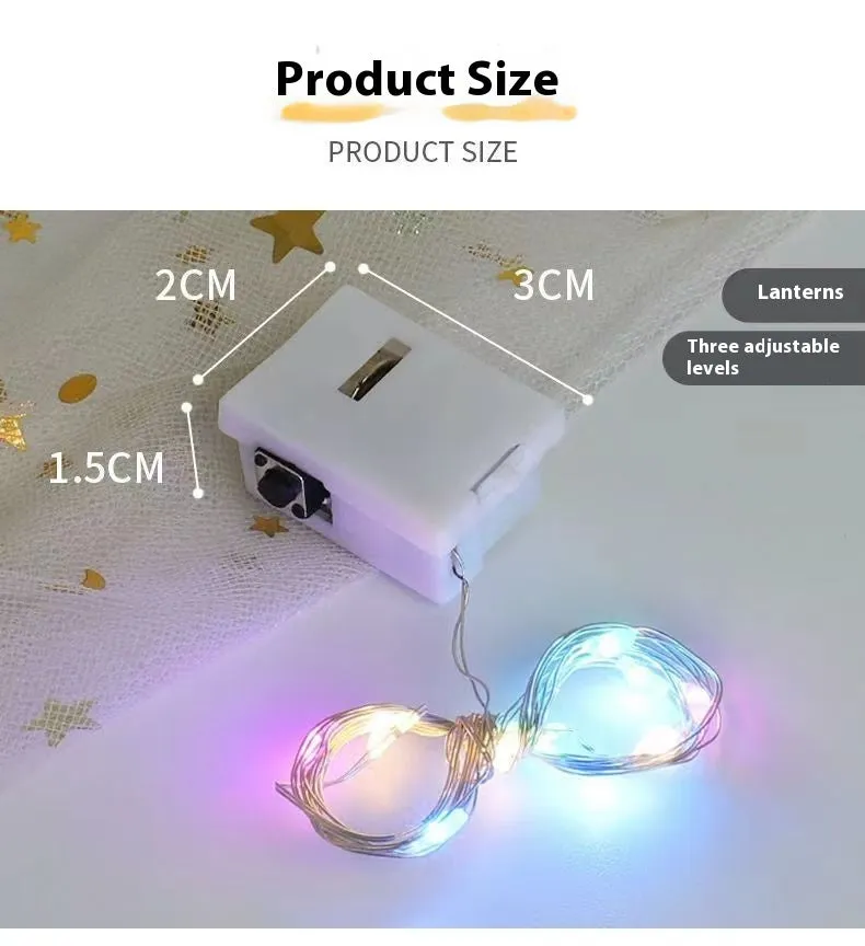 LED copper wire light in small white box with three-gear adjustment chain for cakes and flowers