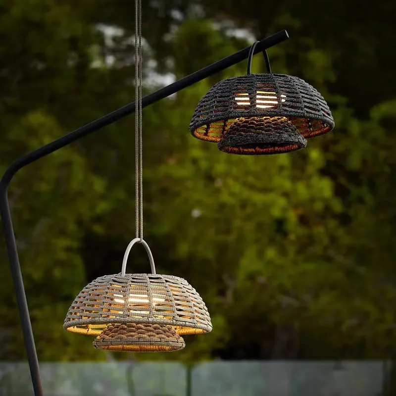 Outdoor chandelier garden lamp stainless steel IP65 5W LED 25cm brown grey plug-in type
