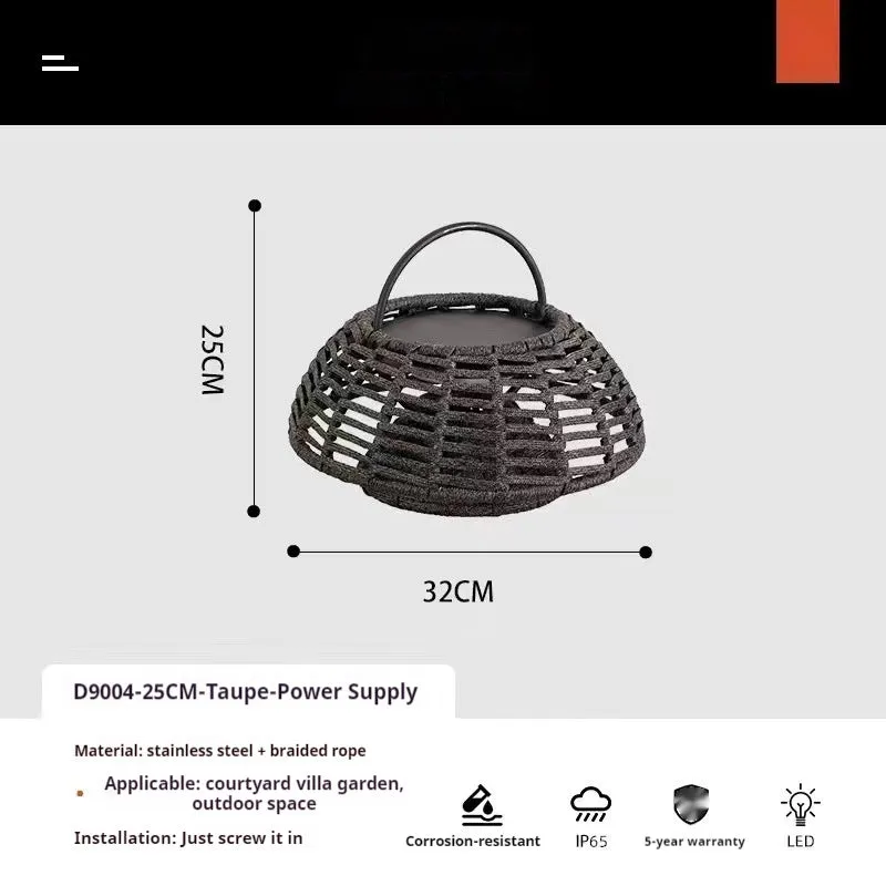 Outdoor chandelier garden lamp stainless steel IP65 5W LED 25cm brown grey plug-in type