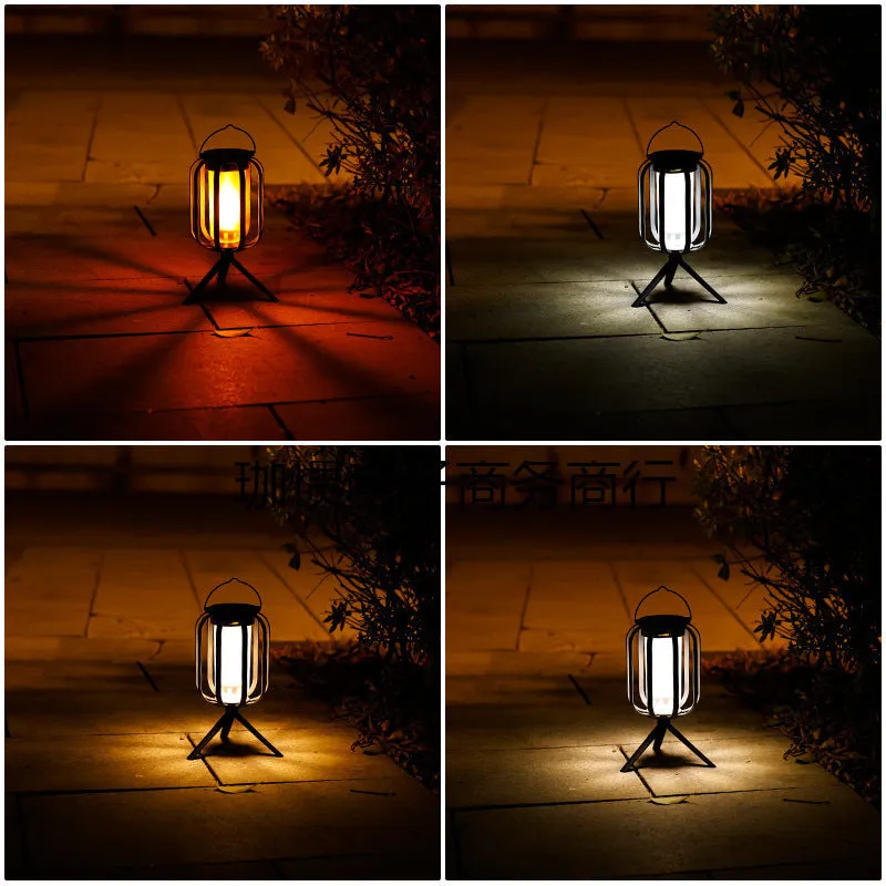 Solar powered LED camping tent light with aluminium alloy and ABS housing, 500 lumens, fluorescent fixture colour