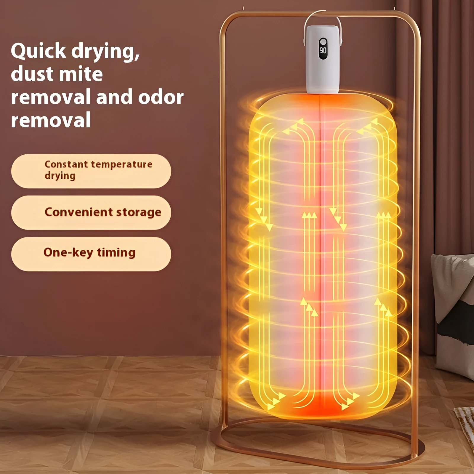 White portable household small cubic dryer with PTC heating on plain surface