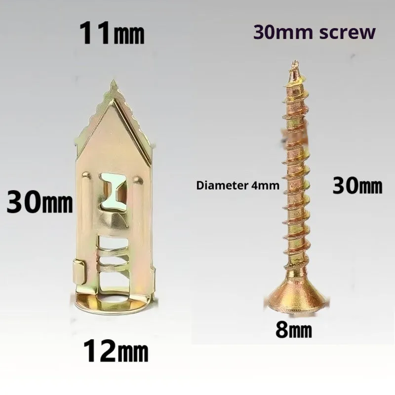 Pack of lengthened gecko expansion screws in 65 manganese steel with 12mm casing diameter and colour zinc finish
