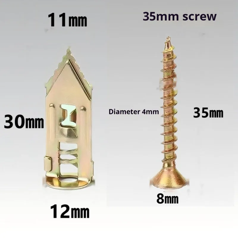 Pack of lengthened gecko expansion screws in 65 manganese steel with 12mm casing diameter and colour zinc finish