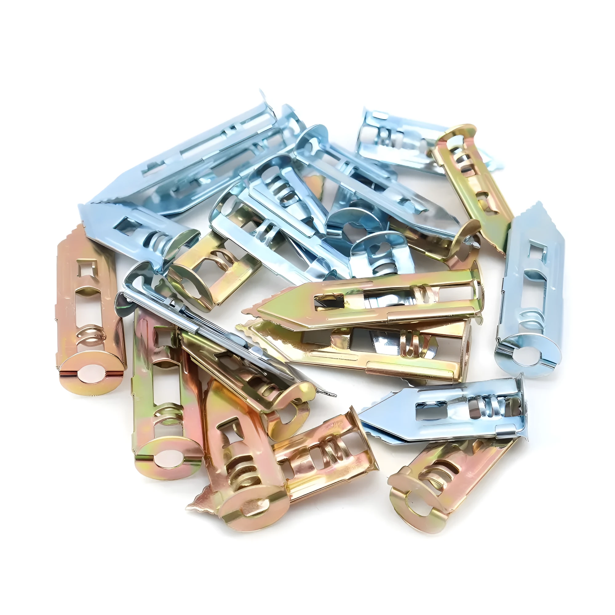 Pack of lengthened gecko expansion screws in 65 manganese steel with 12mm casing diameter and colour zinc finish