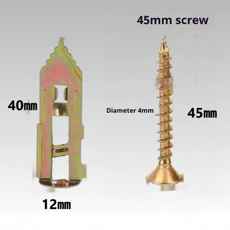 Pack of lengthened gecko expansion screws in 65 manganese steel with 12mm casing diameter and colour zinc finish
