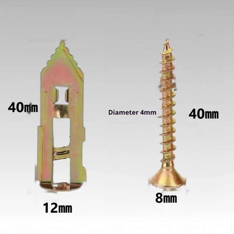 Pack of lengthened gecko expansion screws in 65 manganese steel with 12mm casing diameter and colour zinc finish