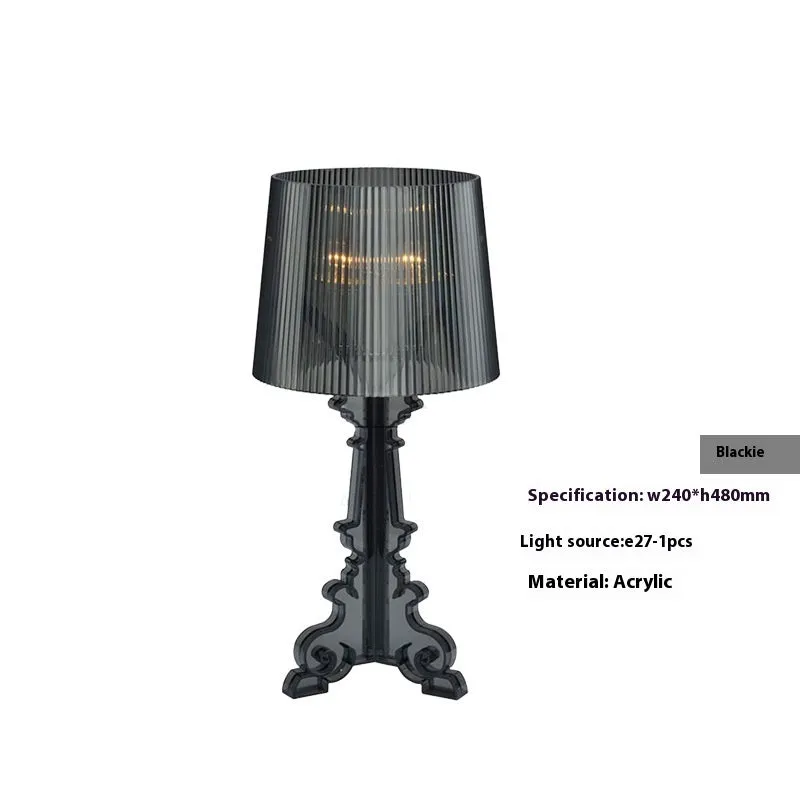 Nordic acrylic desk lamp 240 x 480mm in small black finish on a bedside table