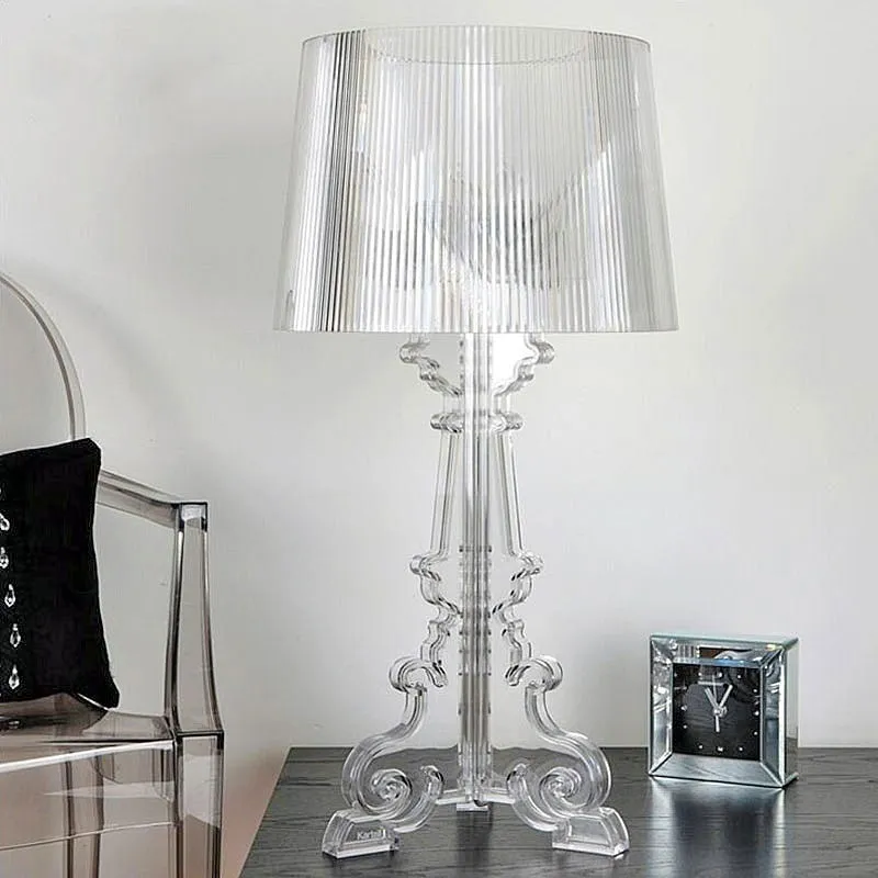Nordic acrylic desk lamp 240 x 480mm in small black finish on a bedside table