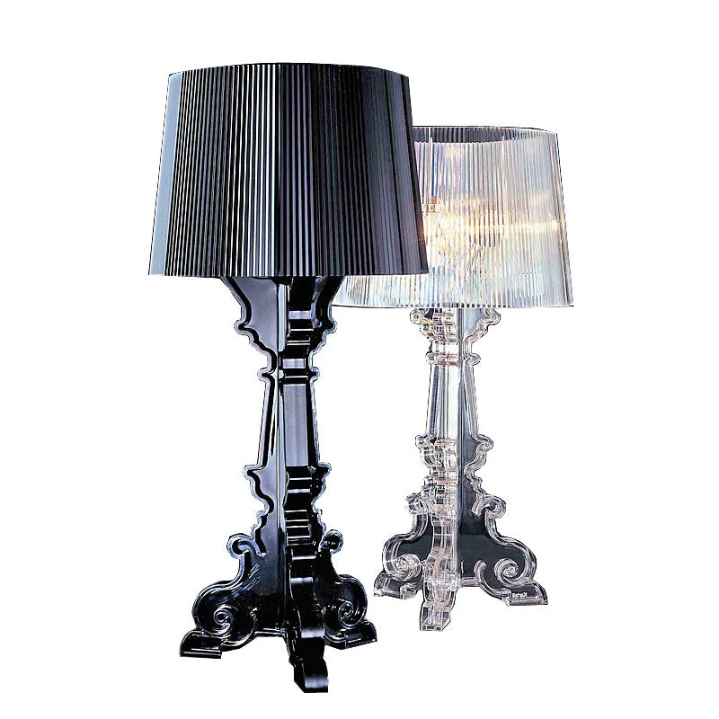 Nordic acrylic desk lamp 240 x 480mm in small black finish on a bedside table