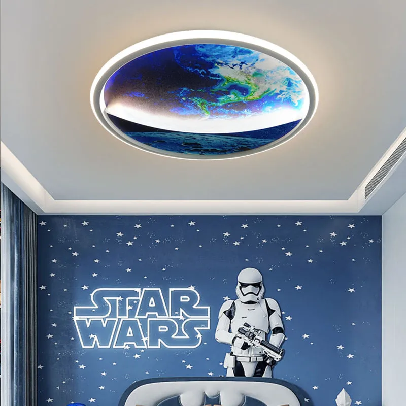 Creative Planet Ceiling Light round earth design with white and warm light LED aluminium PC shade 30x6cm 50W
