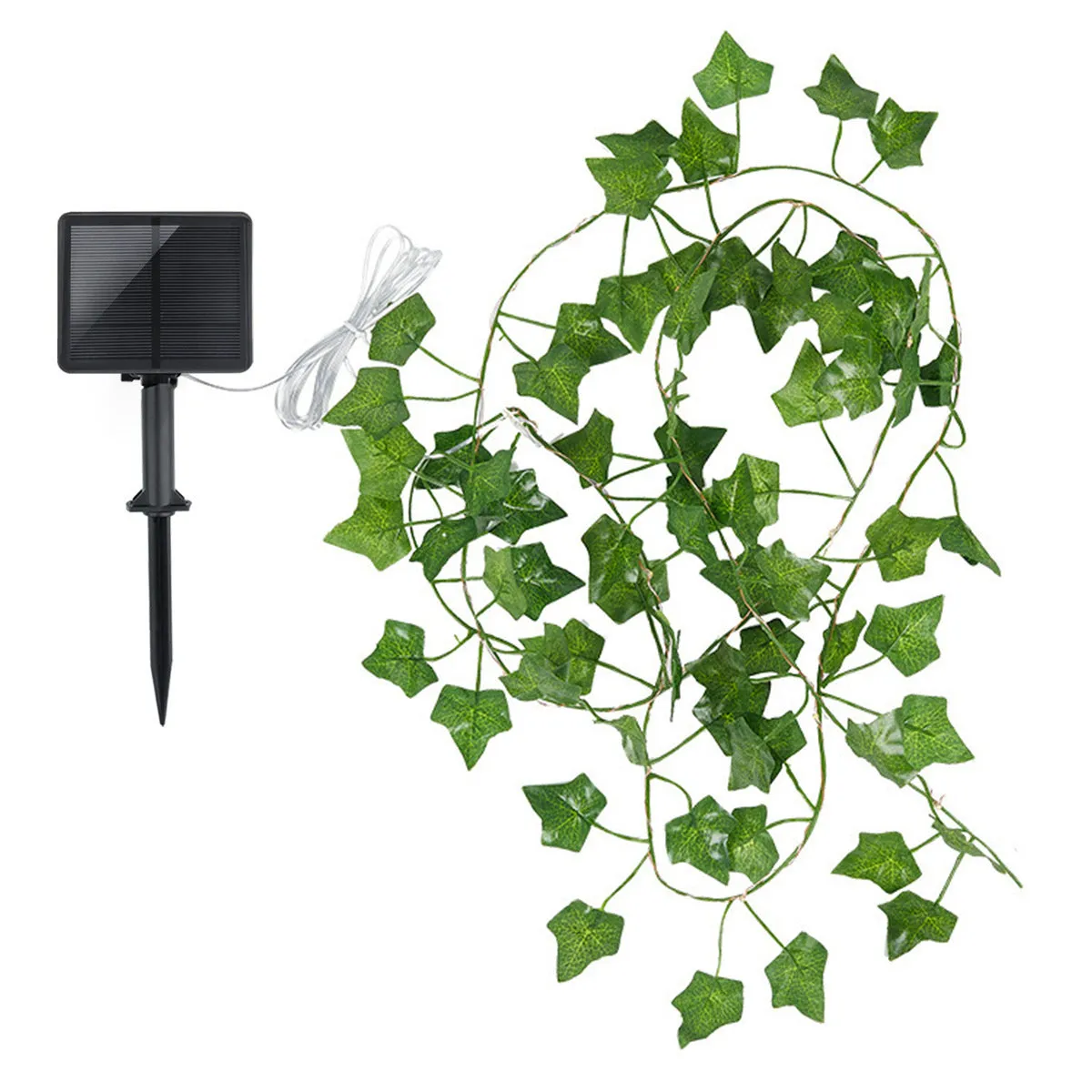 Artificial simulated leaves copper wire string lights with maple leaf green vine, warm white LEDs, 10m length, 100 lamp beads