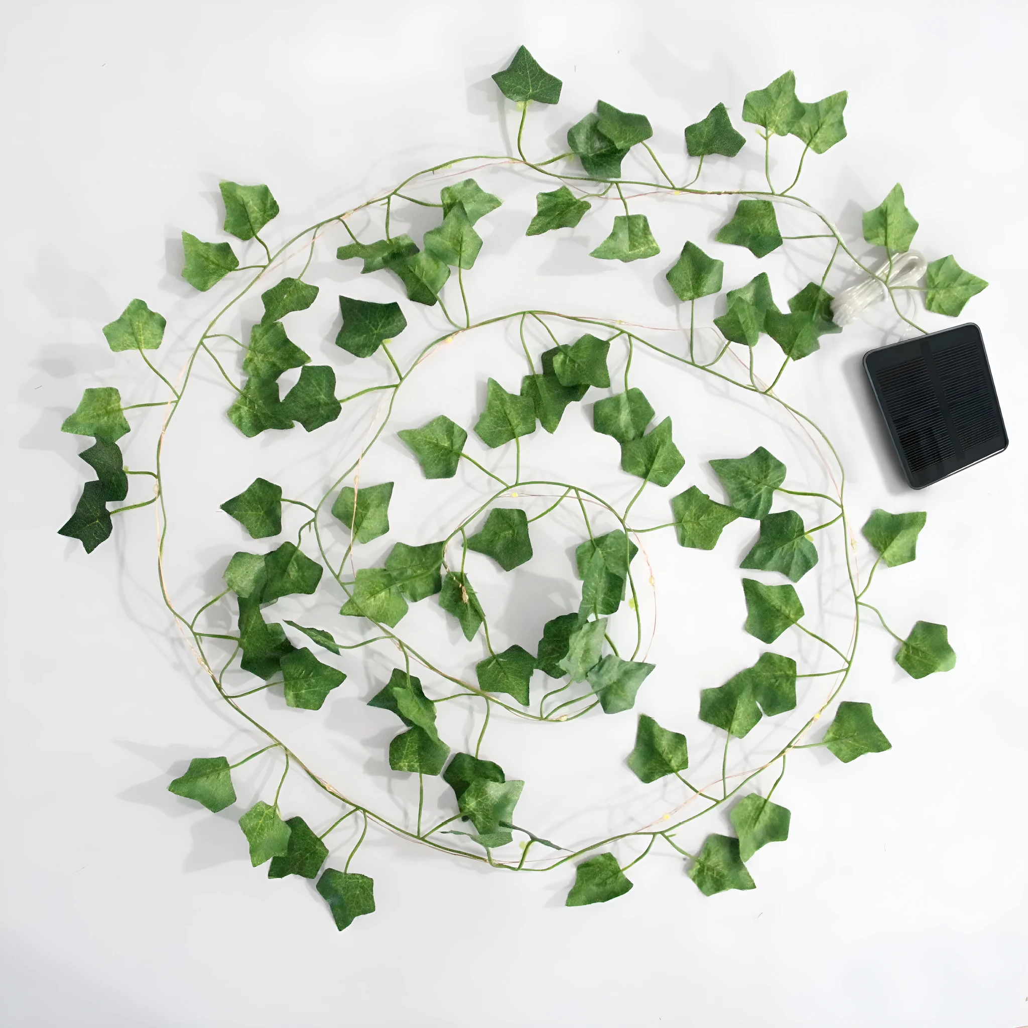 Artificial simulated leaves copper wire string lights with maple leaf green vine, warm white LEDs, 10m length, 100 lamp beads