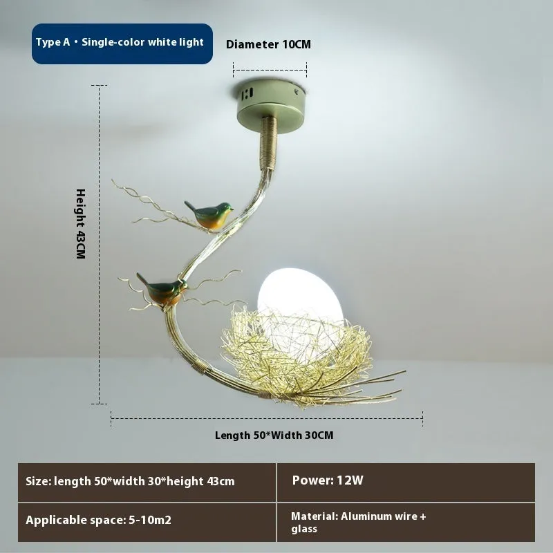 Wind bird's nest pendant light with Tuhao Gold aluminum wire lamp body, Nordic style bar lighting