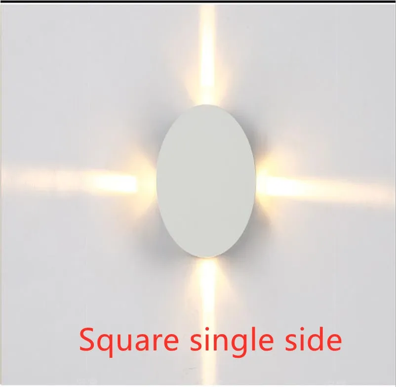 Modern square and round aluminium LED wall light in warm white or white light colour