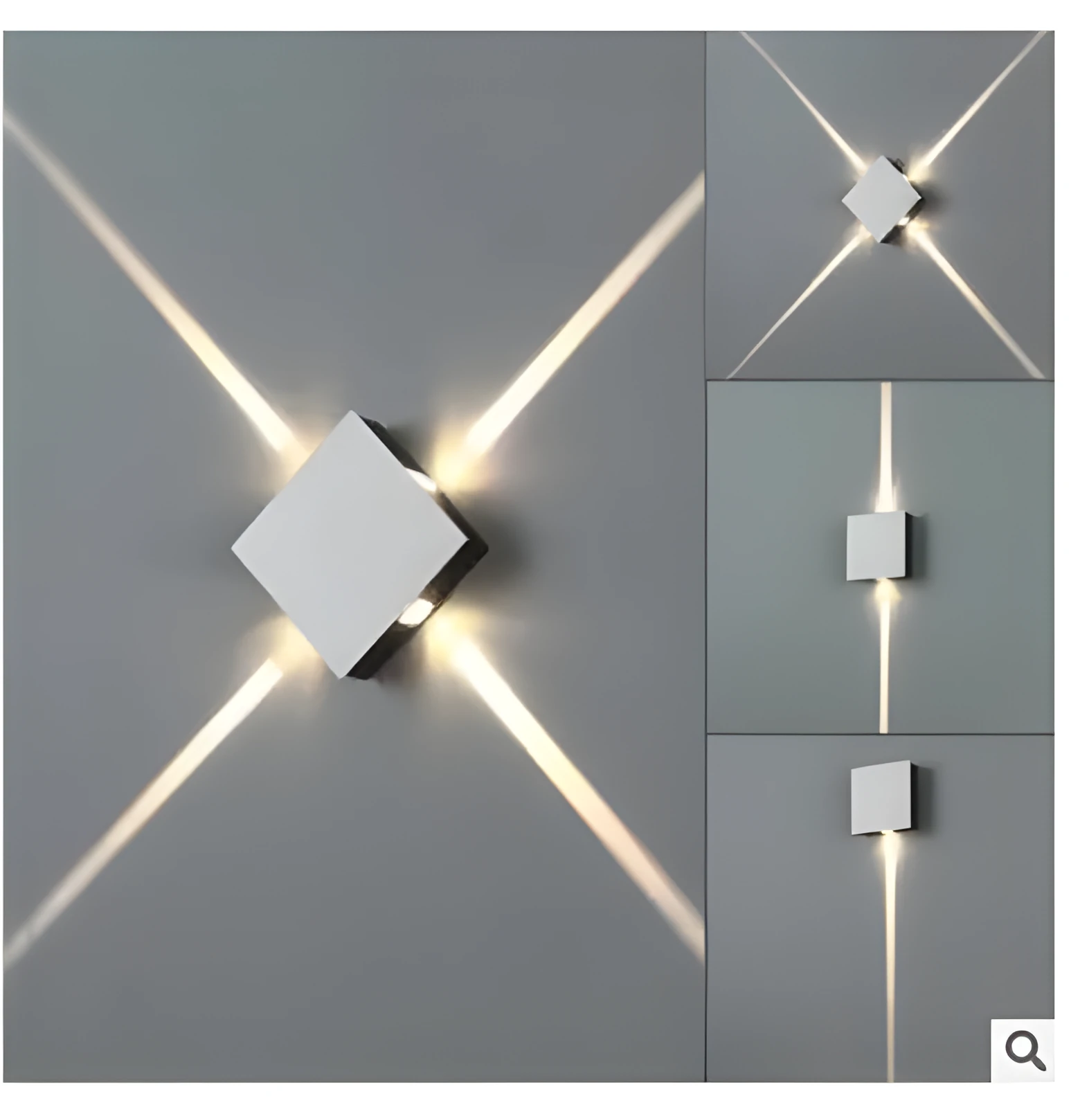 Modern square and round aluminium LED wall light in warm white or white light colour