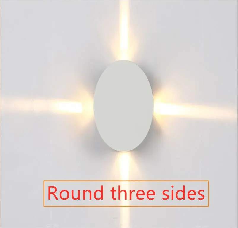 Modern square and round aluminium LED wall light in warm white or white light colour