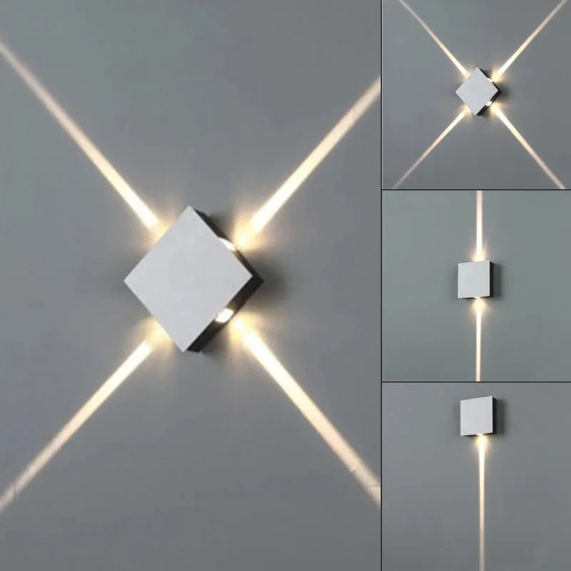 Modern square and round aluminium LED wall light in warm white or white light colour