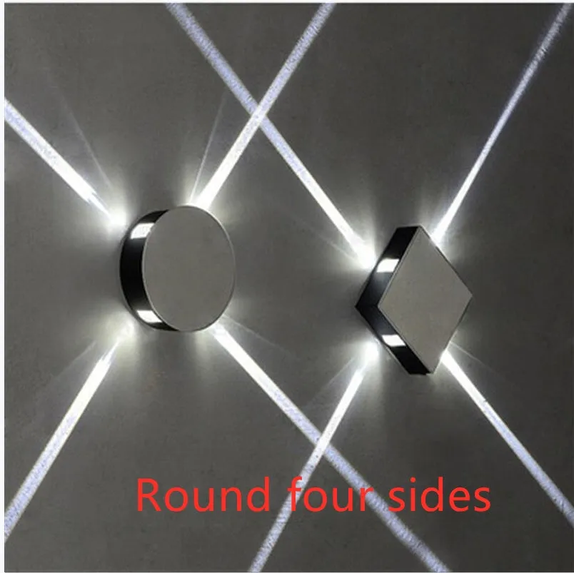 Modern square and round aluminium LED wall light in warm white or white light colour