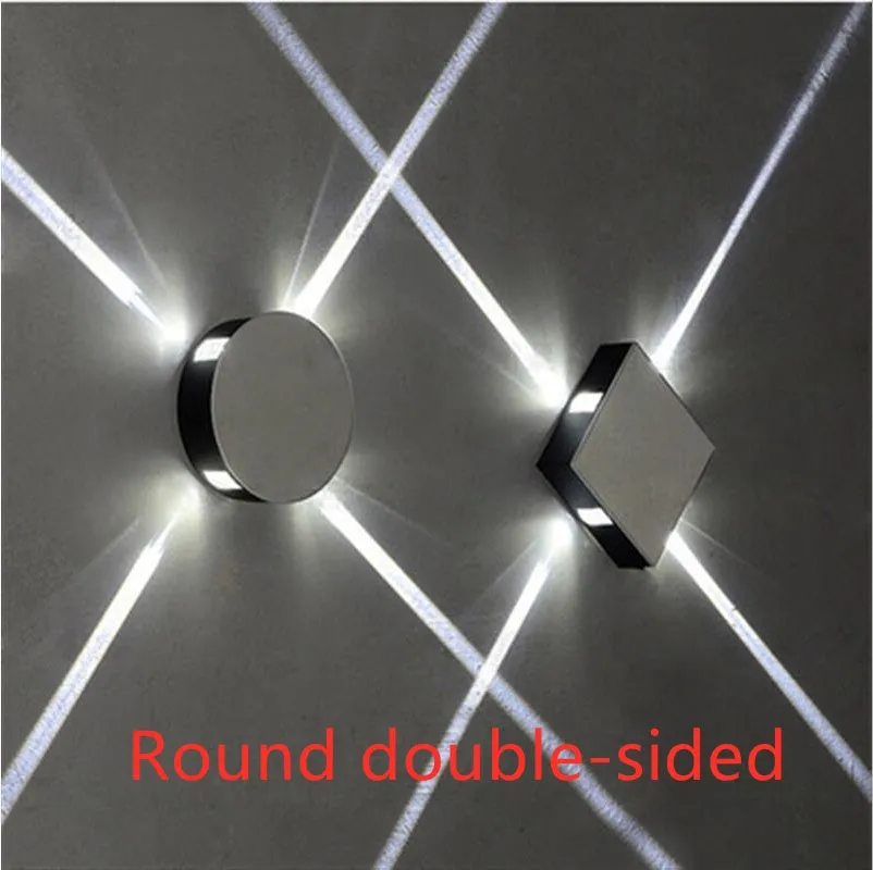 Modern square and round aluminium LED wall light in warm white or white light colour