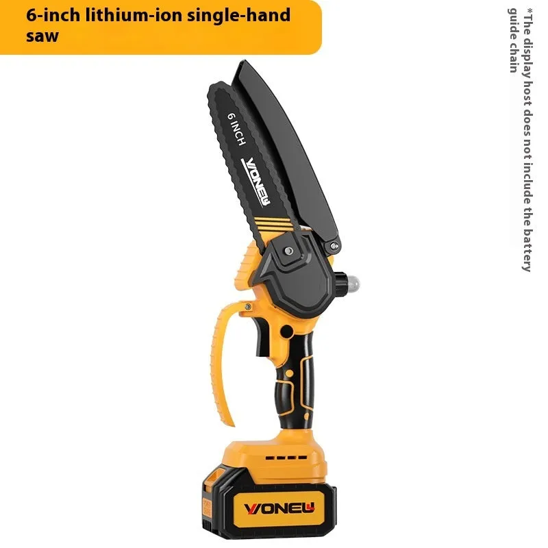 6-inch handheld household mini chainsaw with rechargeable lithium battery for garden pruning and wood cutting